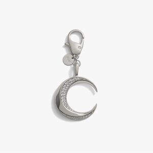 Awe Inspired Silver Twisted Crescent Moon Boho Celebrity Bag Charm Necklace